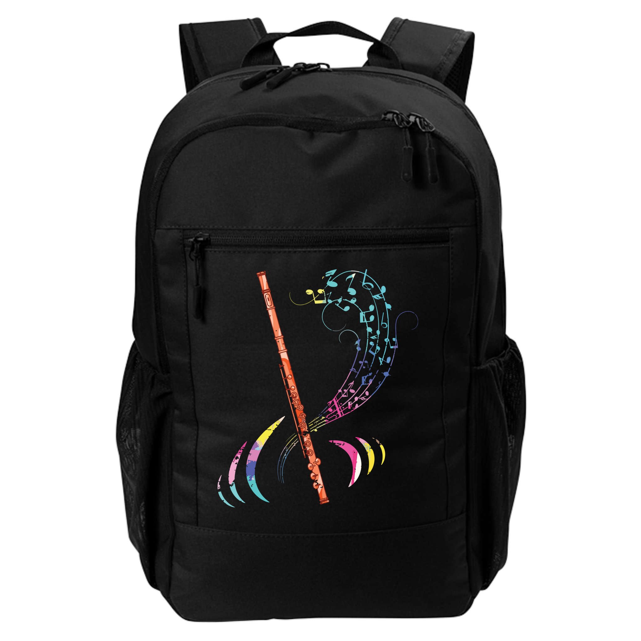 Flutist Treble Clef Classical Music Colorful Flute Backpack