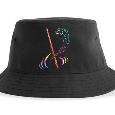 Flutist Treble Clef Classical Music Colorful Flute Sustainable Bucket Hat