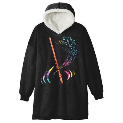 Flutist Treble Clef Classical Music Colorful Flute Hooded Wearable Blanket