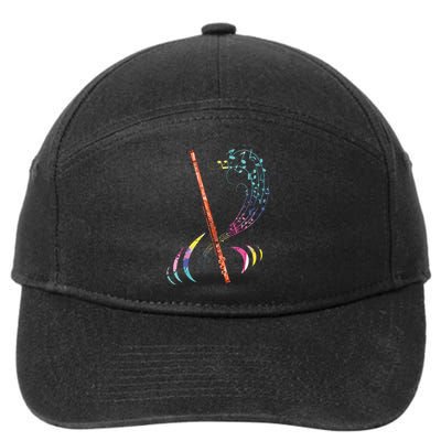 Flutist Treble Clef Classical Music Colorful Flute 7-Panel Snapback Hat