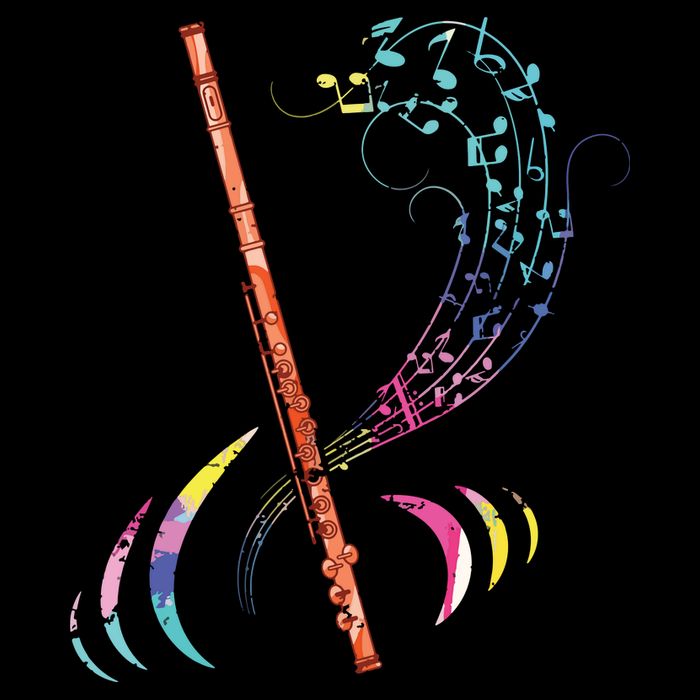 Flutist Treble Clef Classical Music Colorful Flute 7-Panel Snapback Hat