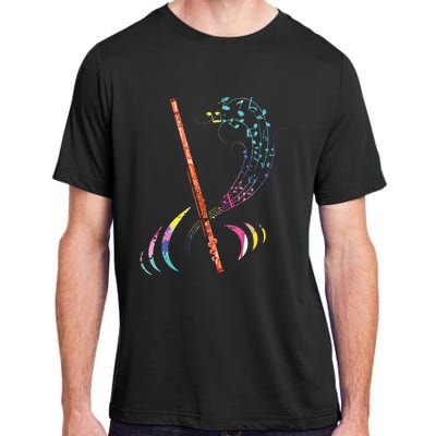 Flutist Treble Clef Classical Music Colorful Flute Adult ChromaSoft Performance T-Shirt