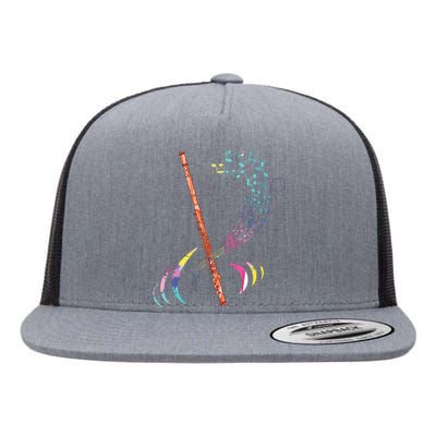 Flutist Treble Clef Classical Music Colorful Flute Flat Bill Trucker Hat