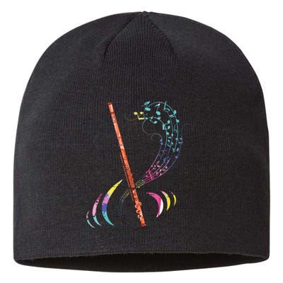 Flutist Treble Clef Classical Music Colorful Flute Sustainable Beanie