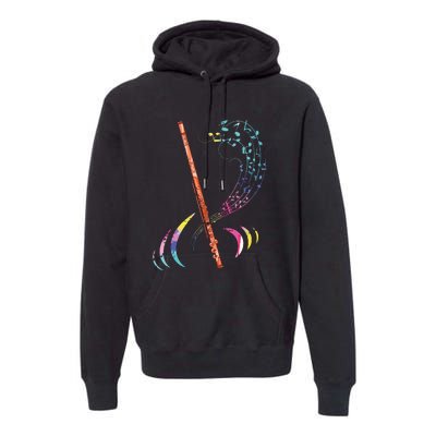 Flutist Treble Clef Classical Music Colorful Flute Premium Hoodie