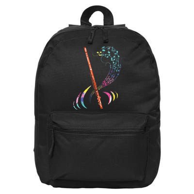 Flutist Treble Clef Classical Music Colorful Flute 16 in Basic Backpack