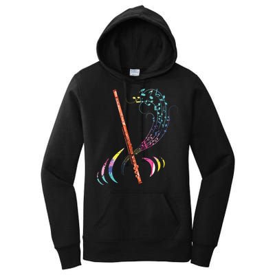 Flutist Treble Clef Classical Music Colorful Flute Women's Pullover Hoodie