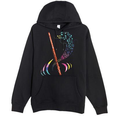 Flutist Treble Clef Classical Music Colorful Flute Premium Pullover Hoodie