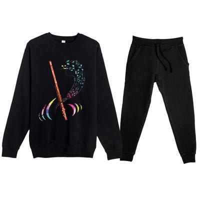 Flutist Treble Clef Classical Music Colorful Flute Premium Crewneck Sweatsuit Set