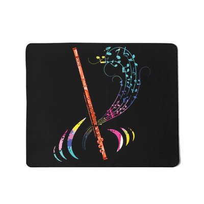 Flutist Treble Clef Classical Music Colorful Flute Mousepad
