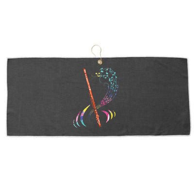 Flutist Treble Clef Classical Music Colorful Flute Large Microfiber Waffle Golf Towel