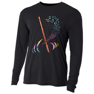 Flutist Treble Clef Classical Music Colorful Flute Cooling Performance Long Sleeve Crew