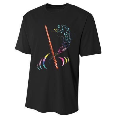 Flutist Treble Clef Classical Music Colorful Flute Performance Sprint T-Shirt