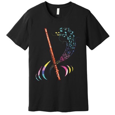 Flutist Treble Clef Classical Music Colorful Flute Premium T-Shirt