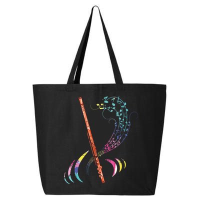 Flutist Treble Clef Classical Music Colorful Flute 25L Jumbo Tote