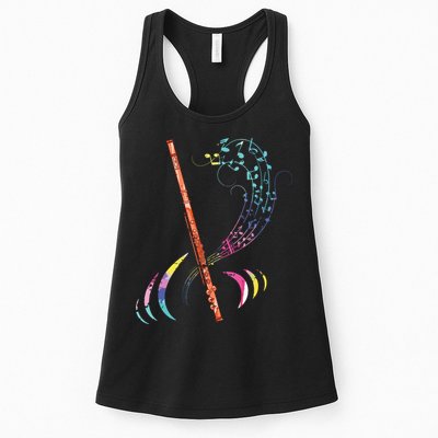 Flutist Treble Clef Classical Music Colorful Flute Womens Tank Top