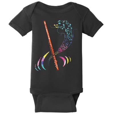 Flutist Treble Clef Classical Music Colorful Flute Baby Bodysuit