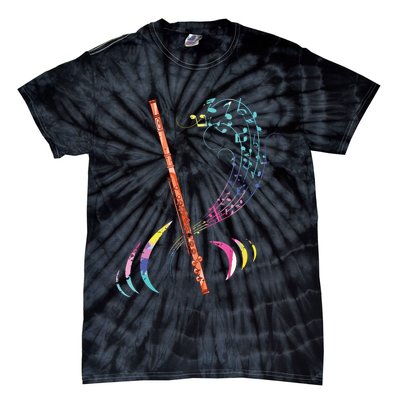 Flutist Treble Clef Classical Music Colorful Flute Tie-Dye T-Shirt