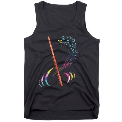 Flutist Treble Clef Classical Music Colorful Flute Tank Top