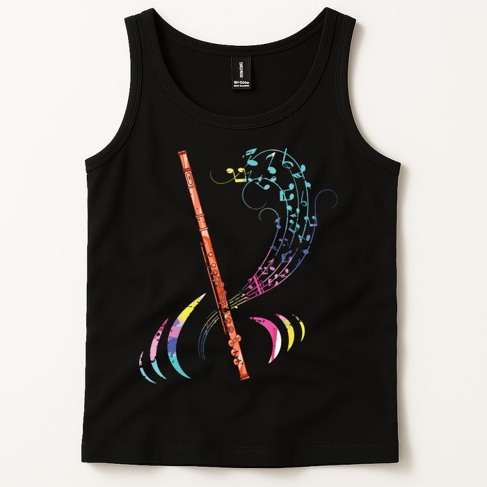 Flutist Treble Clef Classical Music Colorful Flute Tank Top