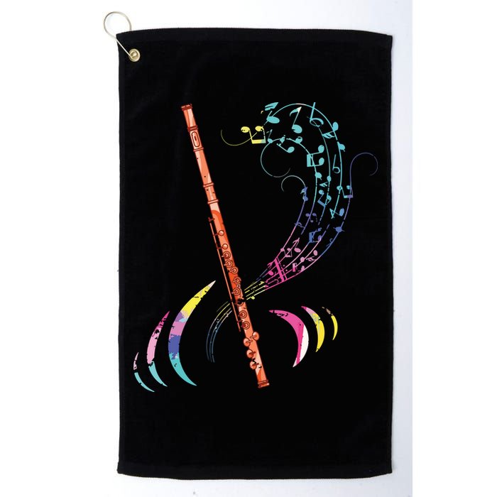 Flutist Treble Clef Classical Music Colorful Flute Golf Towel