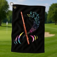 Flutist Treble Clef Classical Music Colorful Flute Golf Towel