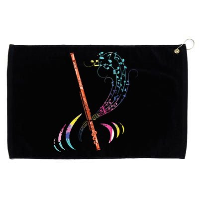 Flutist Treble Clef Classical Music Colorful Flute Grommeted Golf Towel
