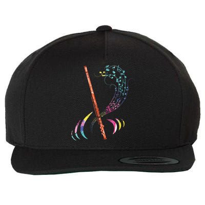 Flutist Treble Clef Classical Music Colorful Flute Wool Snapback Cap