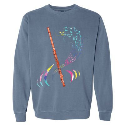 Flutist Treble Clef Classical Music Colorful Flute Garment-Dyed Sweatshirt