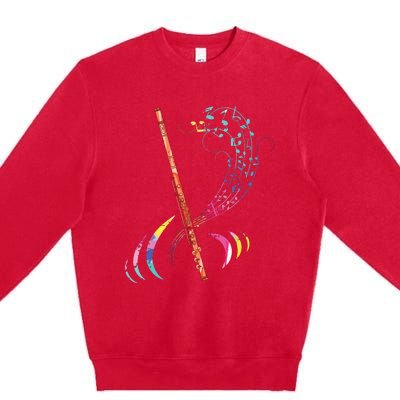 Flutist Treble Clef Classical Music Colorful Flute Premium Crewneck Sweatshirt