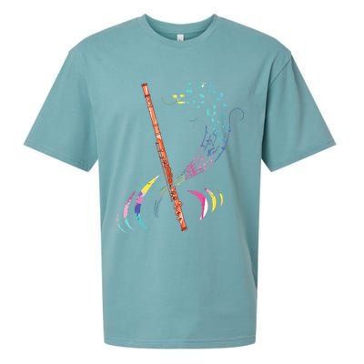 Flutist Treble Clef Classical Music Colorful Flute Sueded Cloud Jersey T-Shirt