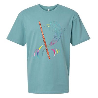 Flutist Treble Clef Classical Music Colorful Flute Sueded Cloud Jersey T-Shirt