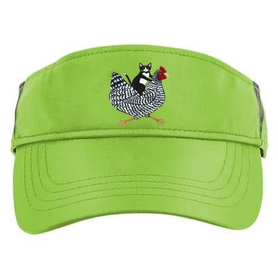 Funny Tuxedo Cat On A Chicken Funny Chicken Gifts Lover Tee Adult Drive Performance Visor