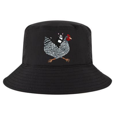 Funny Tuxedo Cat On A Chicken Funny Chicken Gifts Lover Tee Cool Comfort Performance Bucket Hat