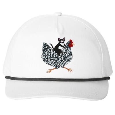 Funny Tuxedo Cat On A Chicken Funny Chicken Gifts Lover Tee Snapback Five-Panel Rope Hat