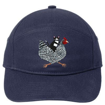 Funny Tuxedo Cat On A Chicken Funny Chicken Gifts Lover Tee 7-Panel Snapback Hat