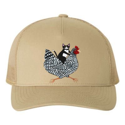 Funny Tuxedo Cat On A Chicken Funny Chicken Gifts Lover Tee Yupoong Adult 5-Panel Trucker Hat