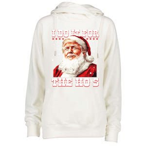 Funny Trump Christmas Santa Claus I Do It For The Hos Xmas Cool Gift Womens Funnel Neck Pullover Hood