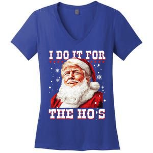 Funny Trump Christmas Santa Claus I Do It For The Hos Xmas Cool Gift Women's V-Neck T-Shirt