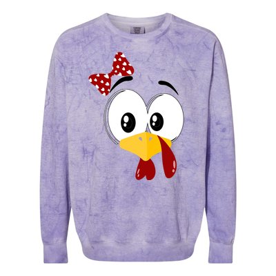 Funny Thanksgiving Cute Turkey Face Costume Autumn Colorblast Crewneck Sweatshirt