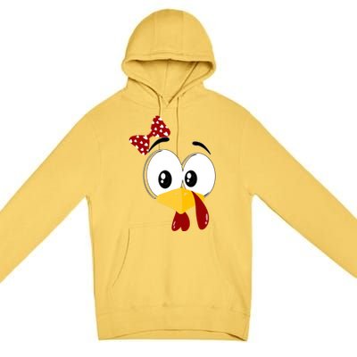 Funny Thanksgiving Cute Turkey Face Costume Autumn Premium Pullover Hoodie