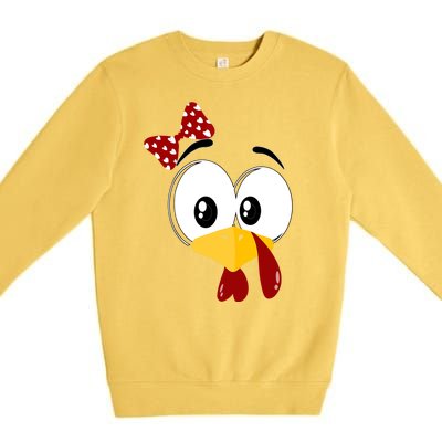 Funny Thanksgiving Cute Turkey Face Costume Autumn Premium Crewneck Sweatshirt