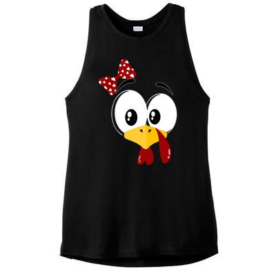 Funny Thanksgiving Cute Turkey Face Costume Autumn Ladies PosiCharge Tri-Blend Wicking Tank