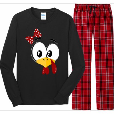 Funny Thanksgiving Cute Turkey Face Costume Autumn Long Sleeve Pajama Set