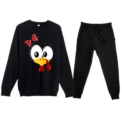 Funny Thanksgiving Cute Turkey Face Costume Autumn Premium Crewneck Sweatsuit Set