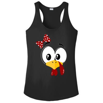 Funny Thanksgiving Cute Turkey Face Costume Autumn Ladies PosiCharge Competitor Racerback Tank