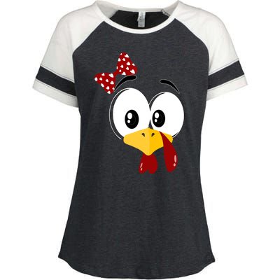 Funny Thanksgiving Cute Turkey Face Costume Autumn Enza Ladies Jersey Colorblock Tee