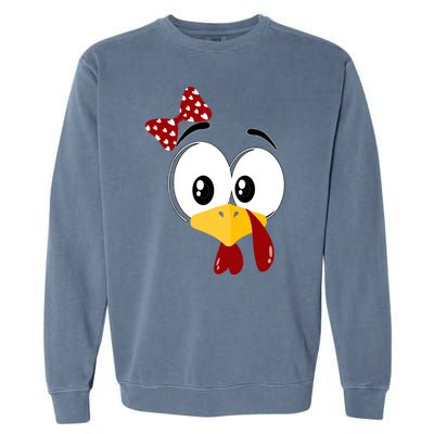 Funny Thanksgiving Cute Turkey Face Costume Autumn Garment-Dyed Sweatshirt