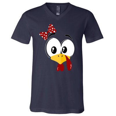 Funny Thanksgiving Cute Turkey Face Costume Autumn V-Neck T-Shirt