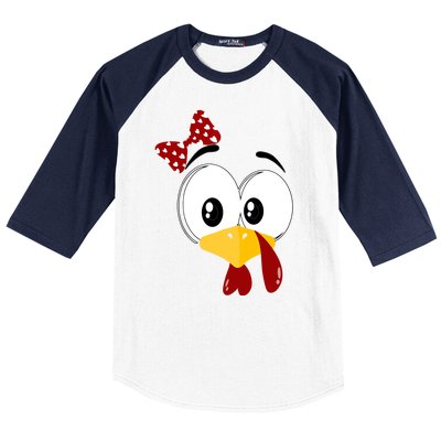 Funny Thanksgiving Cute Turkey Face Costume Autumn Baseball Sleeve Shirt